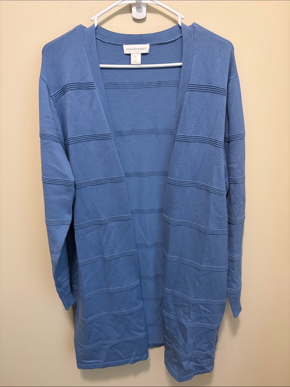 Christopher & Banks Dusty Blue Open-Front Ribbed Cardigan